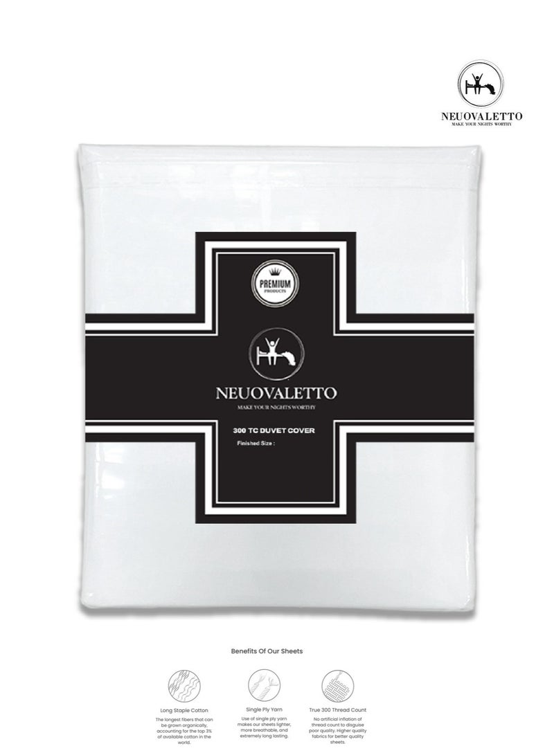 نيوفالييتو غطاء لحاف فاخر 160 × 220 مصنوع من القطن الطبيعي طويل التيلة 100% 300TC مع زر إغلاق سهل، قوي وناعم وجيد التهوية - Image 1