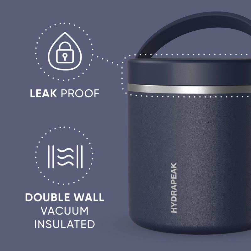 Hydrapeak 25oz Stainless Steel Vacuum Insulated Food Jar | for Hot Food and Cold Food, Wide Mouth Leak-Proof Soup for Adults, 10 Hours Hot and 16 Hours Cold (Navy) - Image 2