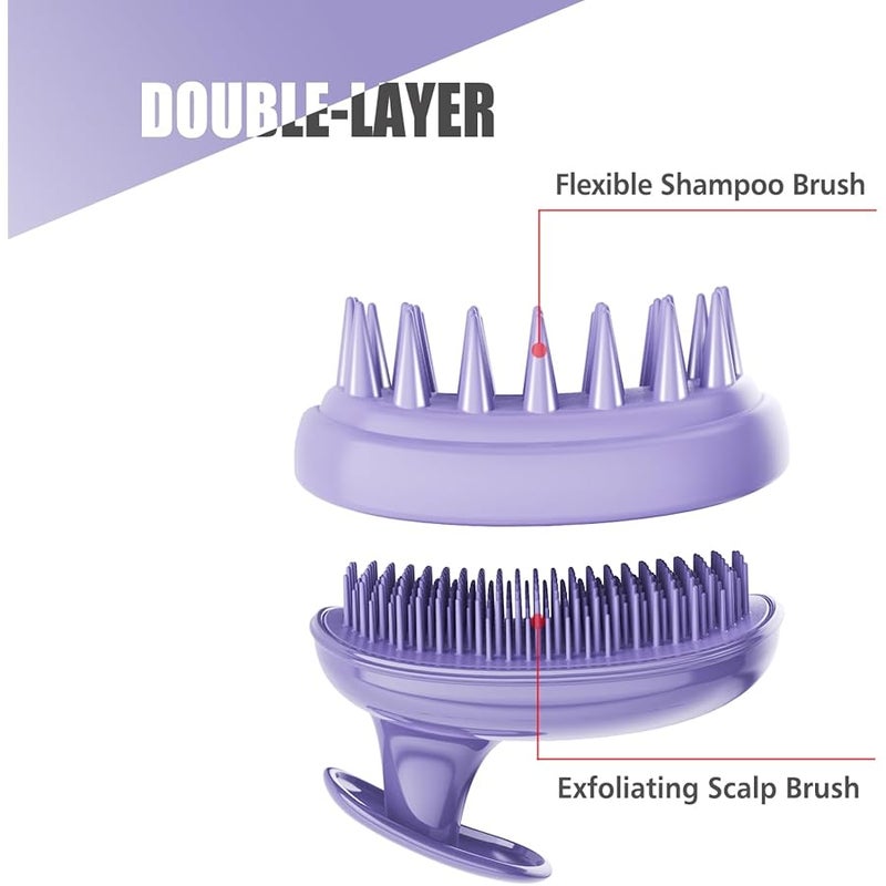 Rebex 2-in-1 Scalp Massager Shampoo Brush,Scalp Scrubber, Exfoliator Brush for Removing Dandruff & Hair Growth,Detangling Scrubber for Wet or Dry Hair - for All Hair Types(Purple) - Image 3