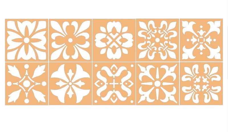 300Sparkles Rangoli Stencils 10 Pcs Set Diwali Festive Floor Decoration Home Office Temple Indoor Outdoor Multipurpose Stencils 4 X 4 INCH 10 PCS Stencils - Image 1