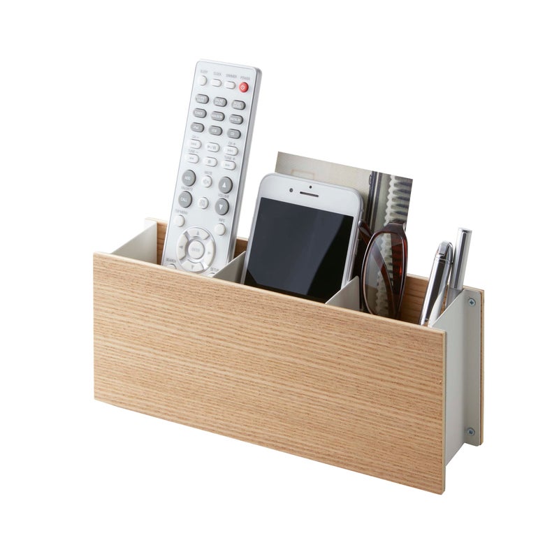 Yamazaki Yamazaki Home Rin Desk Organizer  Tv Remote Control and Pen Holder  Small  Steel  Wood 
