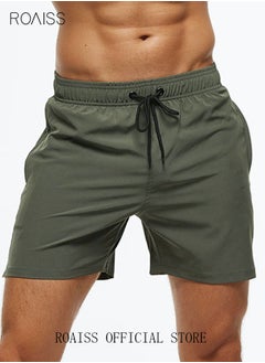 roaiss Men's Swimming Trunks Beachwear Quick Dry Beach Pants Gym Wear Fitness Workout Short for Men Breathable Elastic Adjustable Sports Running Boxer Swim Shorts Swimsuit with Pockets Summer  - Image 2