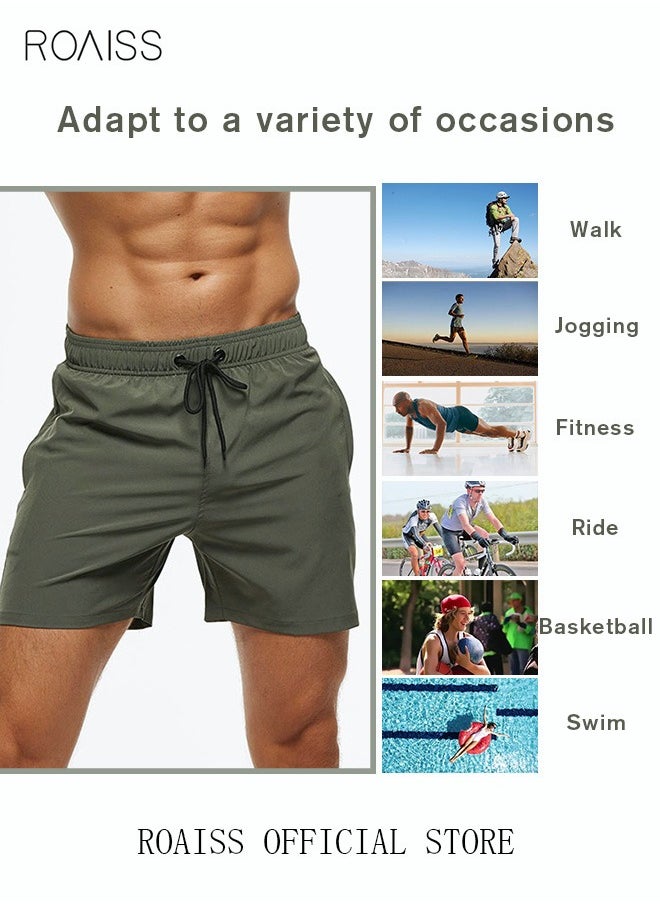 roaiss - Men's Swimming Trunks Beachwear Quick Dry Beach Pants Gym Wear Fitness Workout Short for Men Breathable Elastic Adjustable Sports Running Boxer Swim Shorts Swimsuit with Pockets Summer - Image 1