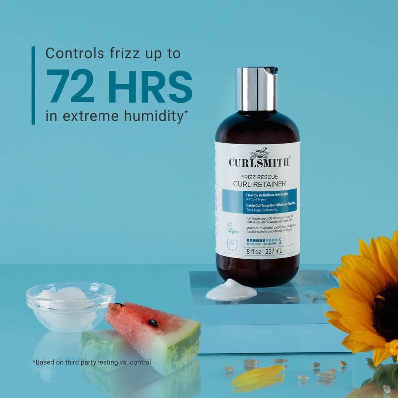 CURLSMITH كيرلسميث - ريتاينر تجعيد الشعر لمكافحة التجاعيد، جل لتصفيف الشعر، غير لزج، تحكم في التجاعيد، حماية من الرطوبة، لجميع أنواع التجاعيد، نباتي، 237 مل/8 أونصة سائلة - Image 4