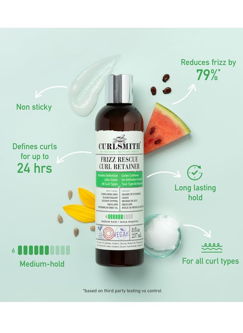CURLSMITH - CURLSMITH - Frizz Rescue Curl Retainer, Jelly Hair Styler, Non-Sticky, Frizz Control, Humidity Protection, For All Curl Types, Vegan, 237ml/8 fl oz - Image 1