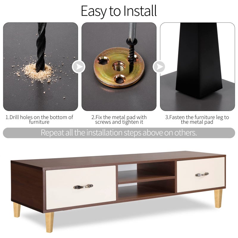Turstin Set Of 8 Furniture Legs 8 Inch Square Solid Wood Couch Legs Replacement Sofa Legs Mid Century Furniture Feet For Armchair Bed Dresser Cabinet Include Installation Hardware  Natural - Image 4