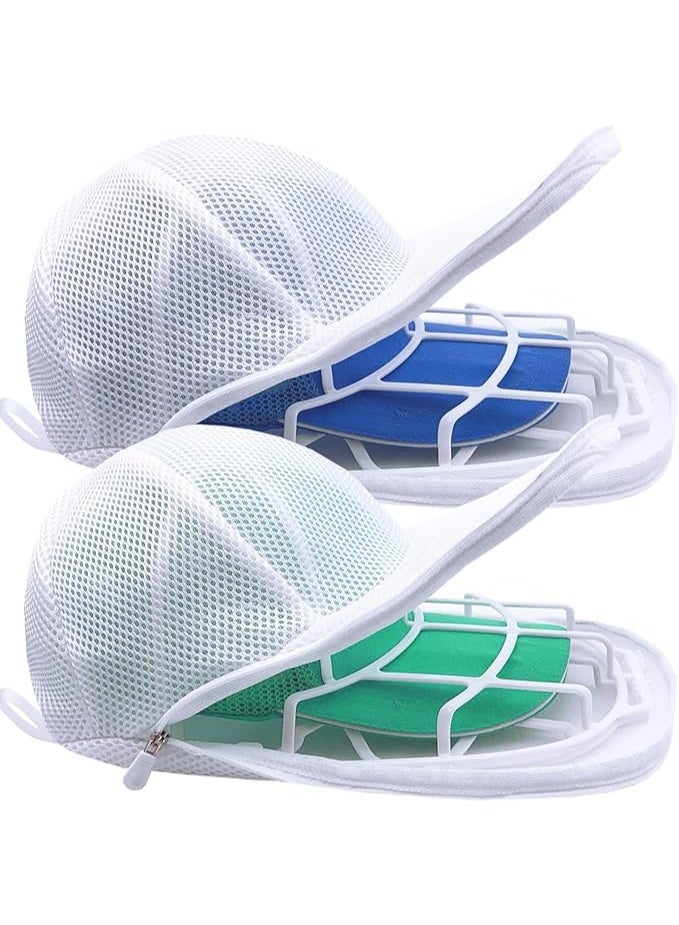 Hat Washer for Washing Machine, Cap Washer with Mesh Bags, Hat Washer for Baseball Caps, Hat Cleaner/Cleaning Protector (White - 2 Pack) - Image 1