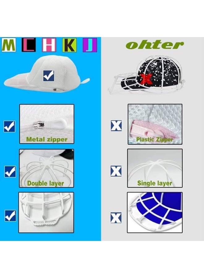Hat Washer for Washing Machine, Cap Washer with Mesh Bags, Hat Washer for Baseball Caps, Hat Cleaner/Cleaning Protector (White - 2 Pack) - Image 3