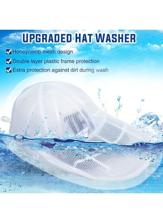 Hat Washer for Washing Machine, Cap Washer with Mesh Bags, Hat Washer for Baseball Caps, Hat Cleaner/Cleaning Protector (White - 2 Pack) - Image 4