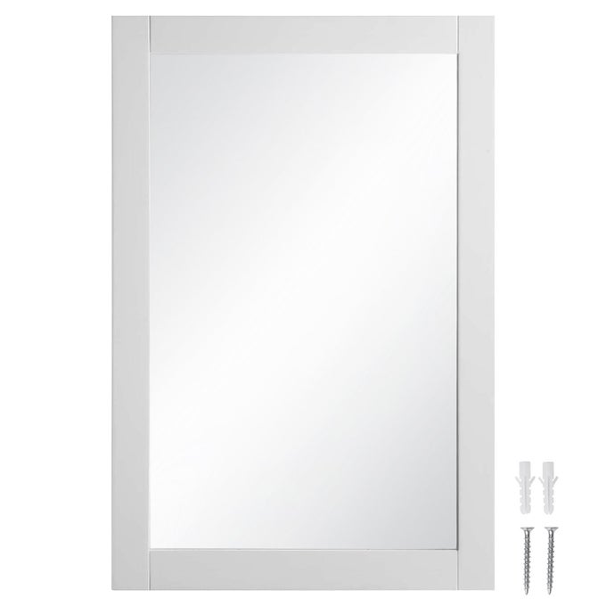 SHOREWOOD RECTANGULAR WALL ACCENT MIRROR 30INCH H X 20INCH L TRADITIONAL WOOD FRAMED LIVING ROOM BEDROOM BATHROOM VANITY MIRROR WHITE 547208WHT
