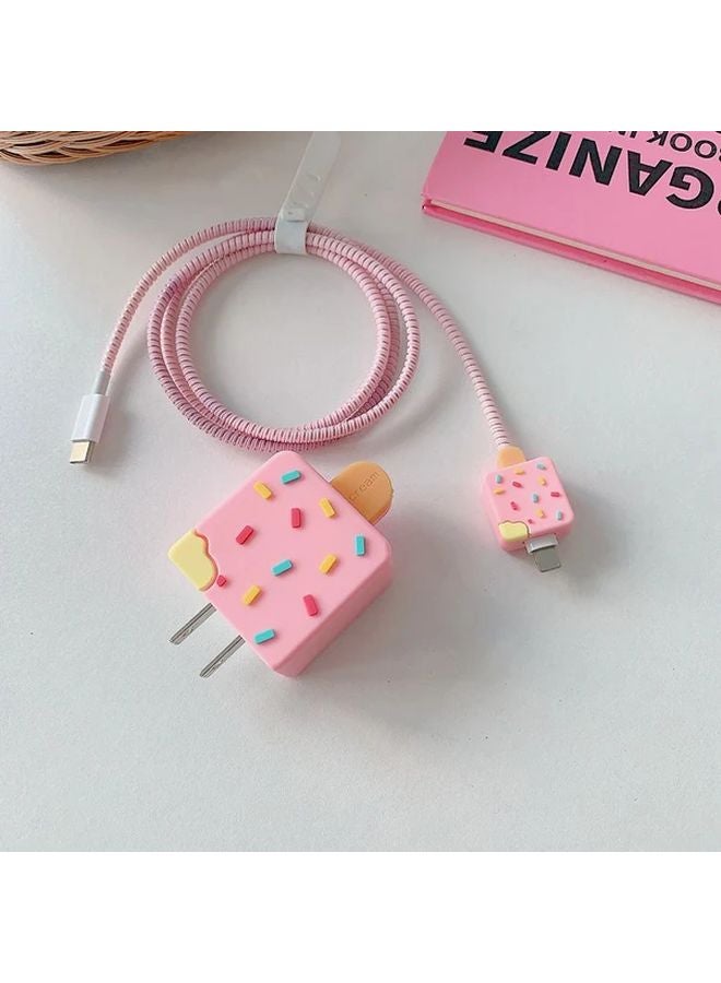 Brown Ice Cream Design Charger Cable Protector Compatible with iPhone 18W 20W Anti Break - Image 5