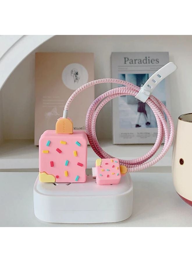 Brown Ice Cream Design Charger Cable Protector Compatible with iPhone 18W 20W Anti Break - Image 2