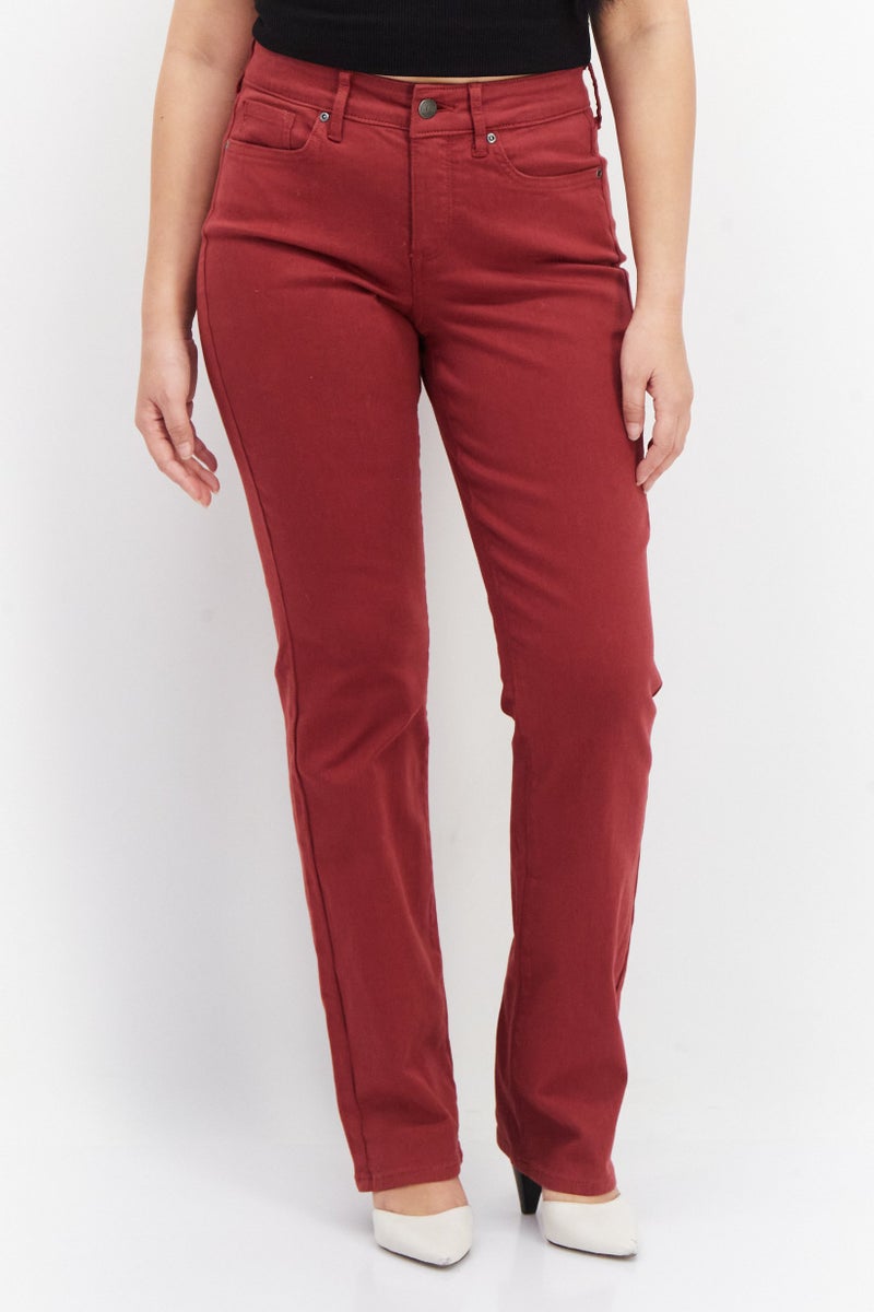 NYDJ Women Straight Fit Solid Stretchable Jeans, Red - Image 1