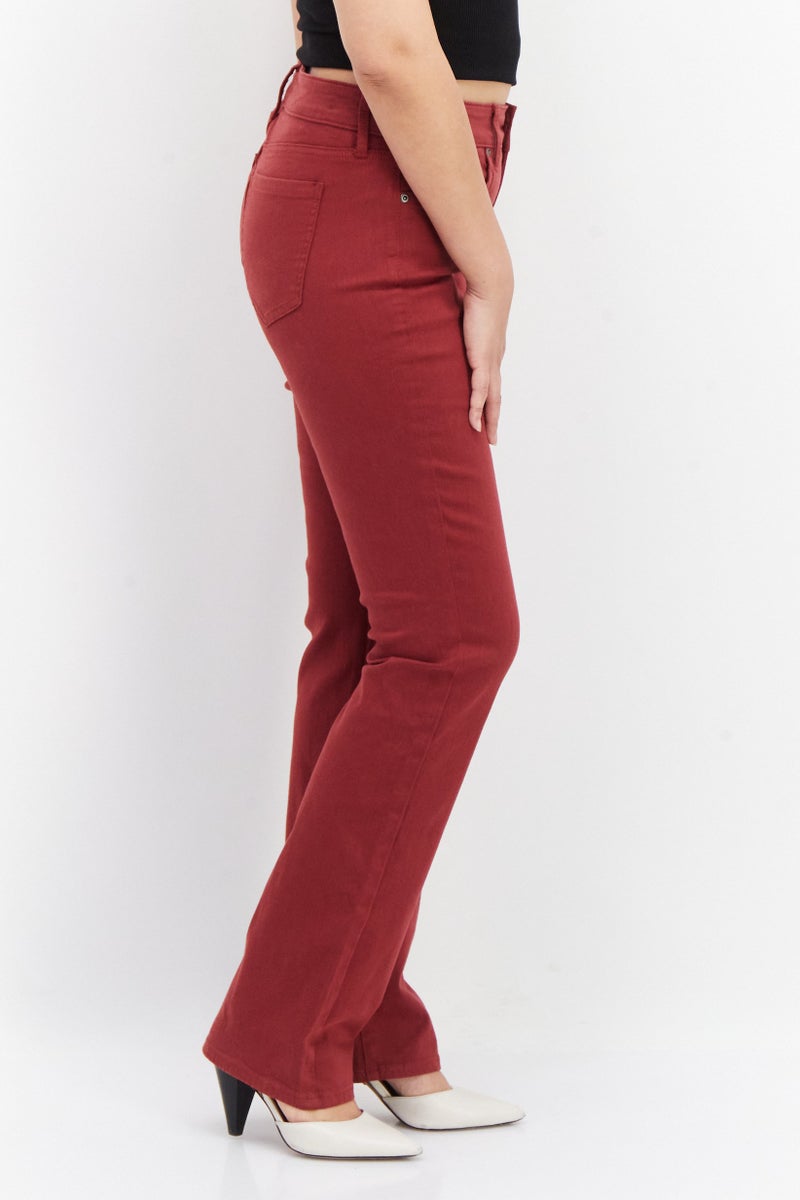 NYDJ Women Straight Fit Solid Stretchable Jeans, Red - Image 3