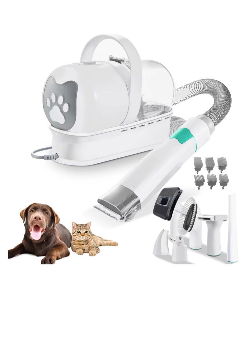 عام طقم العناية بالكلاب والمكنسة الكهربائية، ماكينة قص شعر الحيوانات الأليفة مع 6 أدوات للعناية بالحيوانات الأليفة، مكنسة كهربائية للعناية بالكلاب والقطط - Image 1