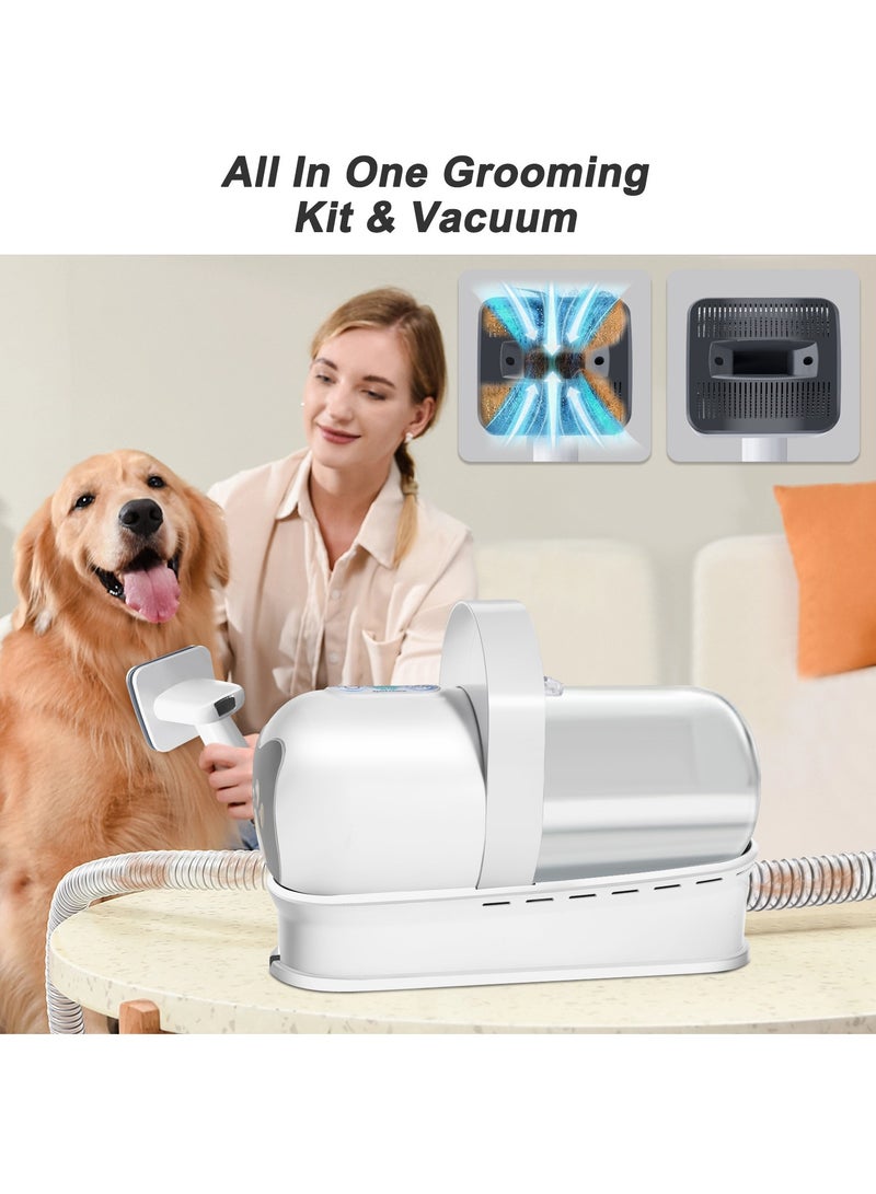 عام طقم العناية بالكلاب والمكنسة الكهربائية، ماكينة قص شعر الحيوانات الأليفة مع 6 أدوات للعناية بالحيوانات الأليفة، مكنسة كهربائية للعناية بالكلاب والقطط - Image 2