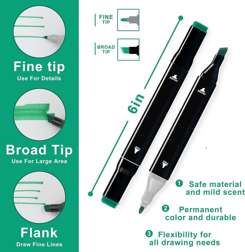 Corslet مجموعة أقلام ماركر مزدوجة الطرف 84 قطعة مجموعة أقلام ماركر كحولية 48 قطعة ومجموعة أقلام فرشاة 36 قطعة أدوات مكتبية مجموعة أقلام رسم للأطفال مجموعة أقلام ماركر كحولية للرسم والخط - Image 2