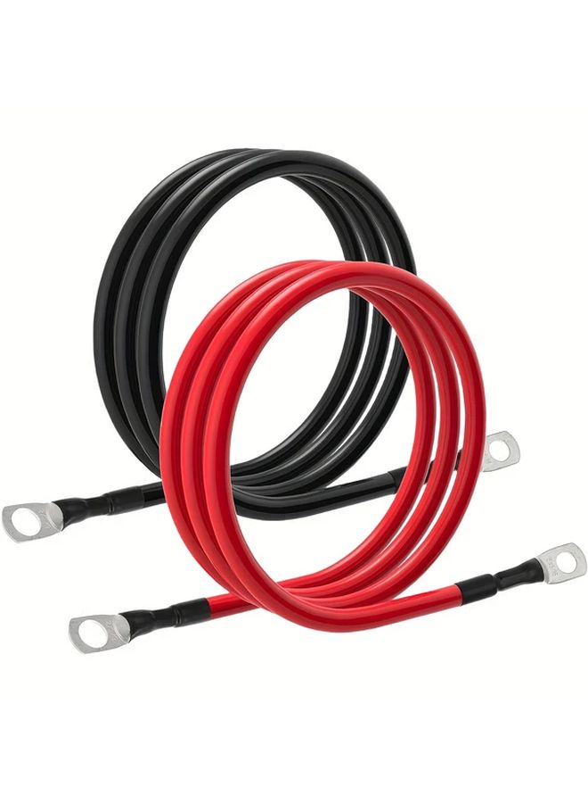 2 Pack 6 AWG Battery Cables 4FT 3 8 Inch 5 16 Inch Terminals For Inverter RV Truck - Image 1