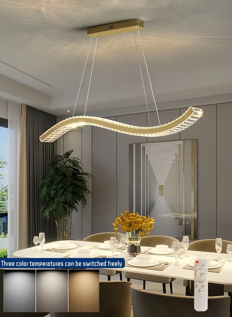 أورالوكسي ثريات سقف كريستالية اضاءة سقف 40 واط ثلاثة الوان من الضوء الذهبي مع جهاز تحكم عن بعد بالأشعة تحت الحمراء اضاءة ليد مناسبة لغرفة المعيشة وغرفة النوم وغرفة الطعام - Image 1