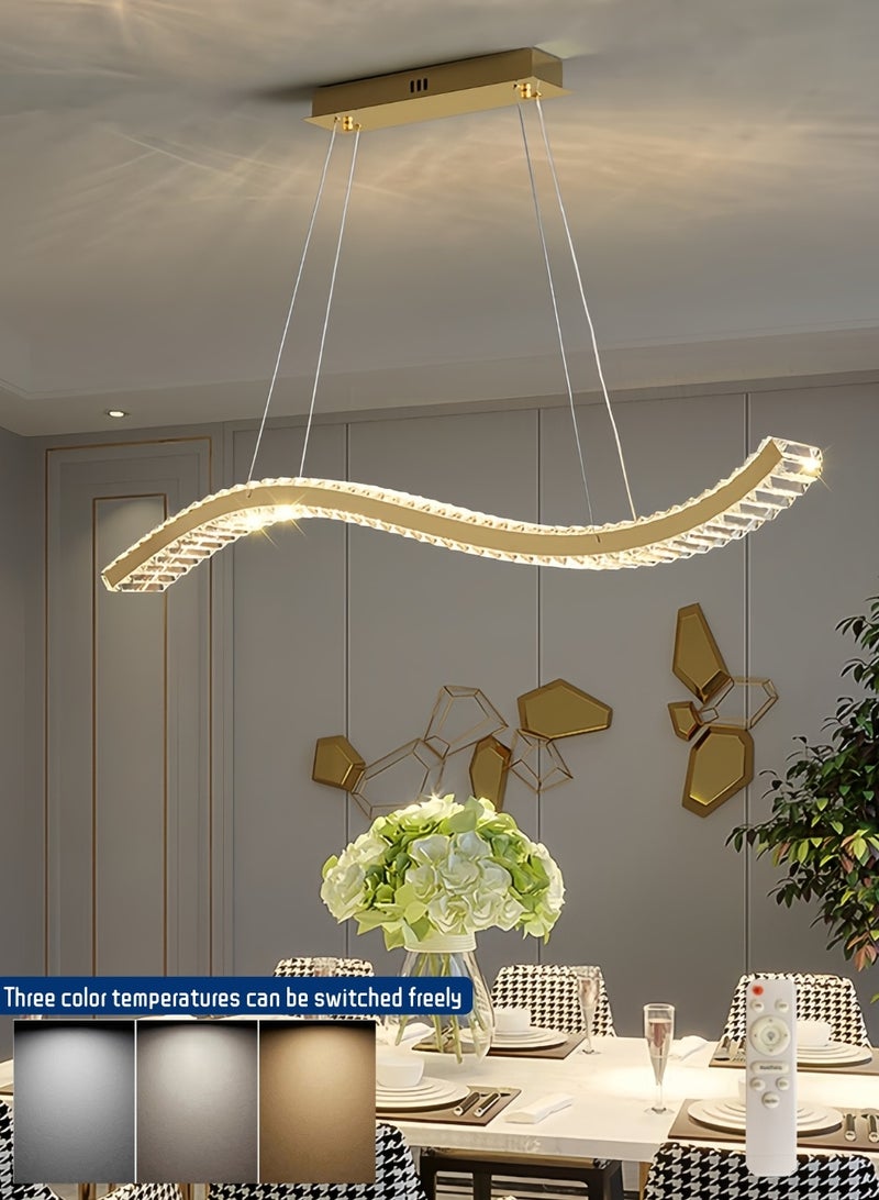 أورالوكسي ثريات سقف كريستالية اضاءة سقف 40 واط ثلاثة الوان من الضوء الذهبي مع جهاز تحكم عن بعد بالأشعة تحت الحمراء اضاءة ليد مناسبة لغرفة المعيشة وغرفة النوم وغرفة الطعام - Image 2