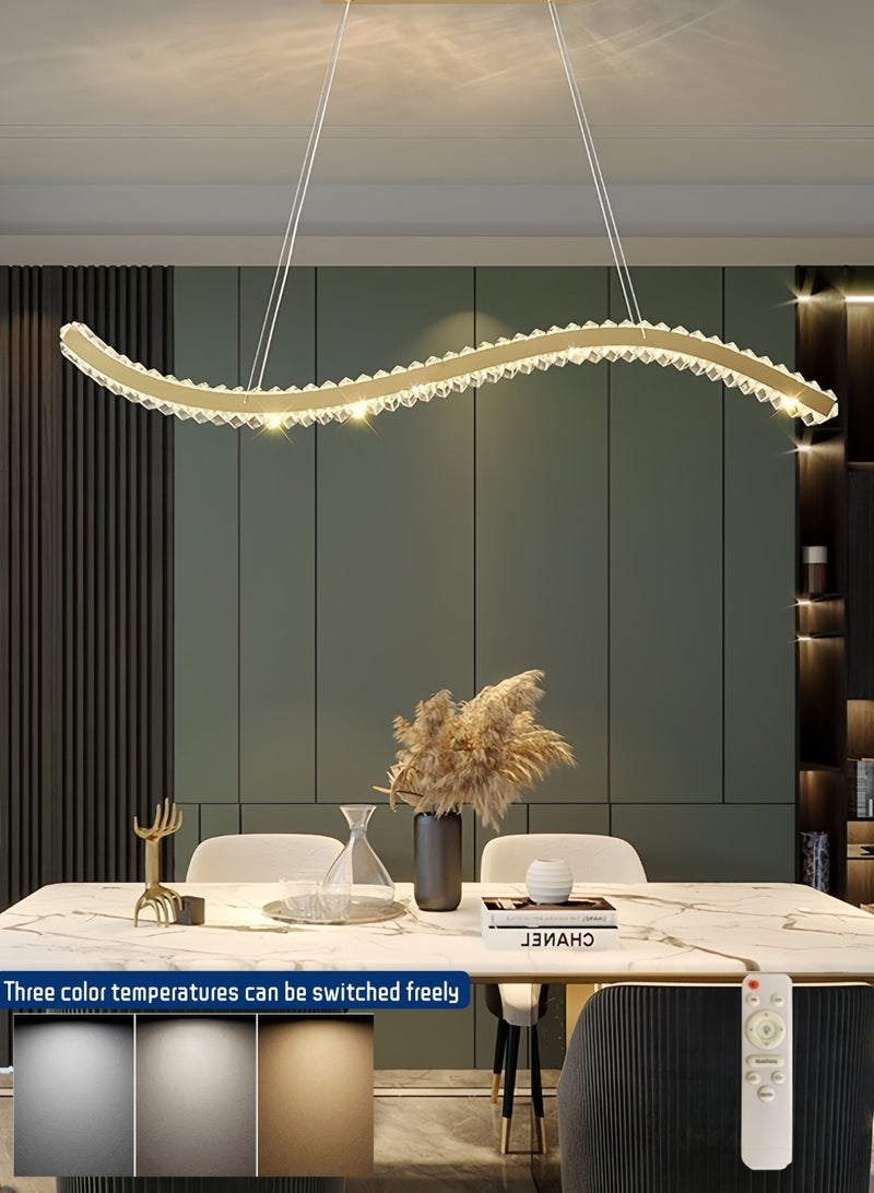 أورالوكسي ثريات سقف كريستالية اضاءة سقف 40 واط ثلاثة الوان من الضوء الذهبي مع جهاز تحكم عن بعد بالأشعة تحت الحمراء اضاءة ليد مناسبة لغرفة المعيشة وغرفة النوم وغرفة الطعام - Image 3