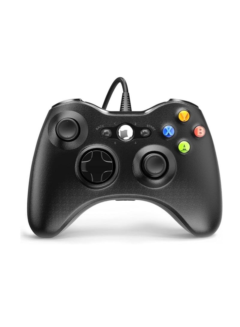 Ergonomic Wired Gaming Controller with Vibration Feedback – Compatible with Xbox 360 & PC – Black - Image 1