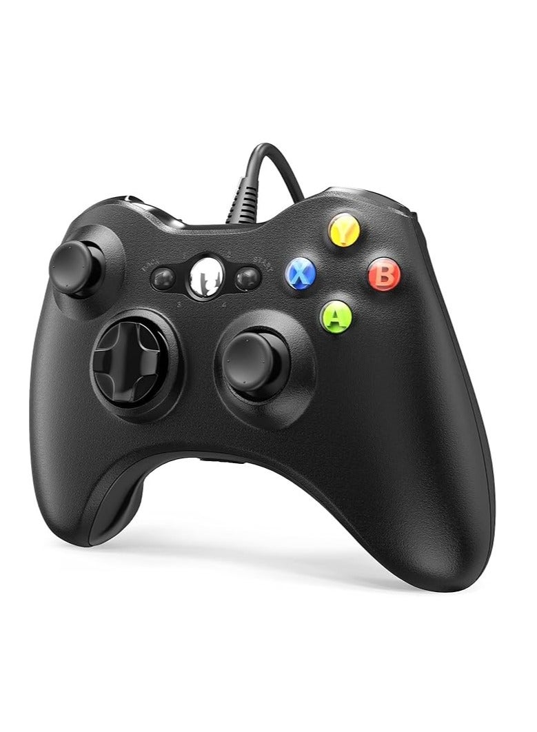 Ergonomic Wired Gaming Controller with Vibration Feedback – Compatible with Xbox 360 & PC – Black - Image 2