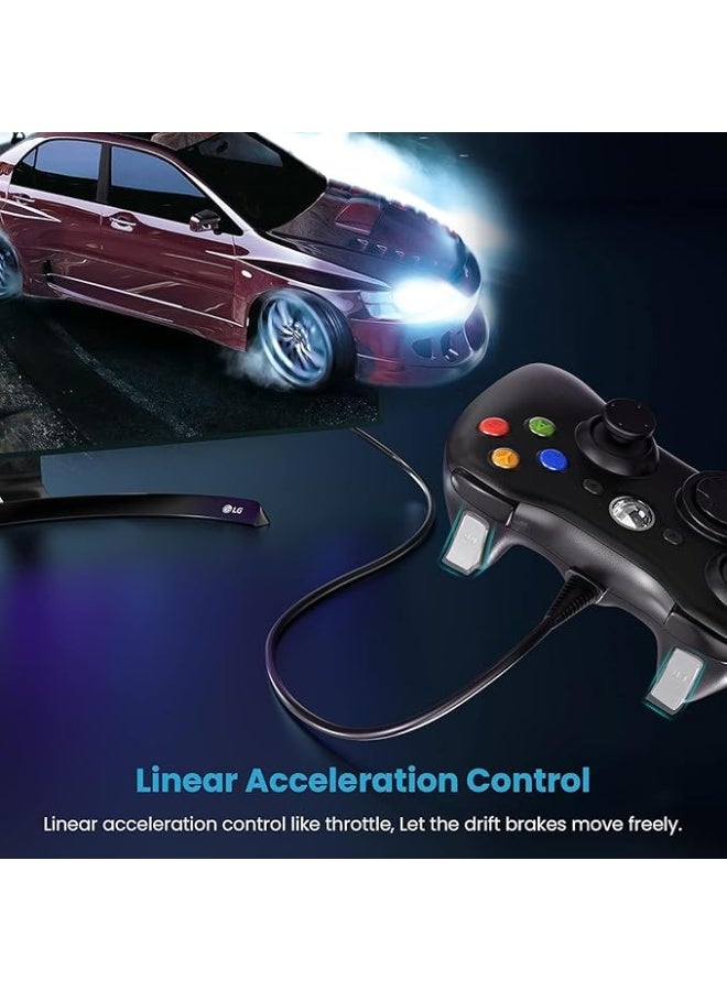 Ergonomic Wired Gaming Controller with Vibration Feedback – Compatible with Xbox 360 & PC – Black - Image 3