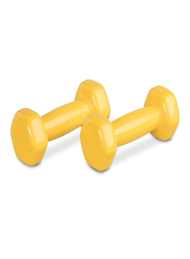 Forgesy PVC and Vinyl Fixed Dumbbells Weights for Men and Women (Yellow, 1 kg Each) - Pack of 2 - Image 3