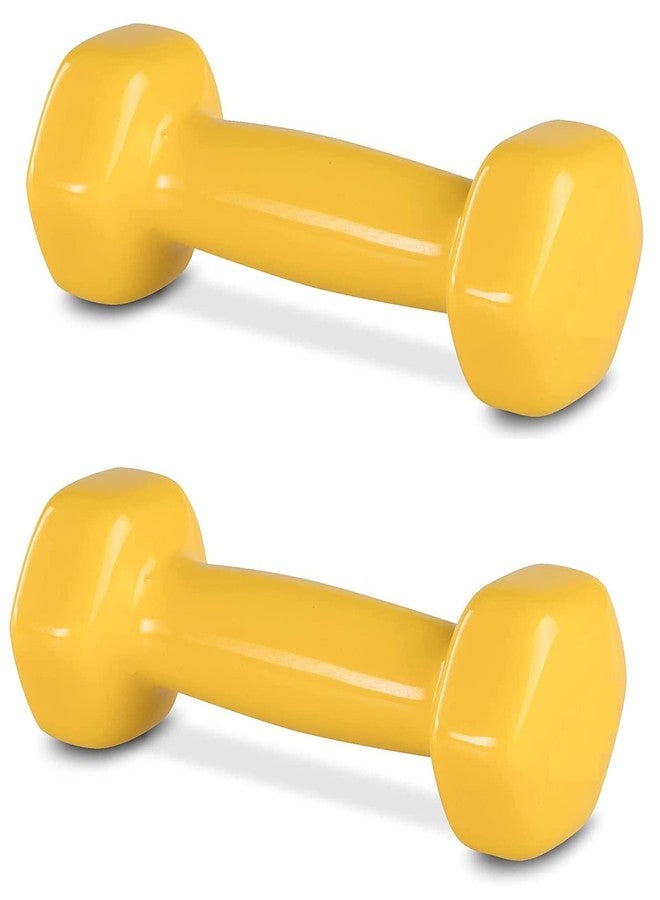 Forgesy PVC and Vinyl Fixed Dumbbells Weights for Men and Women (Yellow, 1 kg Each) - Pack of 2 - Image 1