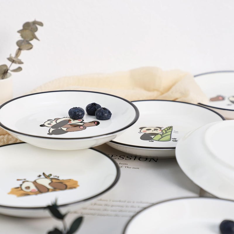 SOCOSY Super Cute Cartoon Panda Ceramic Sauce Dishes Seasoning Dishes Little Cat Dog Bird Feeding Bowls Sushi Soy Dipping Bowls Appetizer Plates Dessert PlatesPanda5 Inch Set of 6 - Image 3