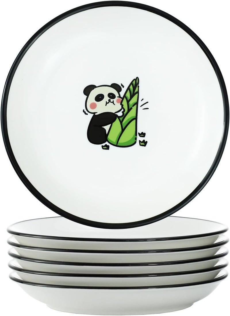 SOCOSY Super Cute Cartoon Panda Ceramic Sauce Dishes Seasoning Dishes Little Cat Dog Bird Feeding Bowls Sushi Soy Dipping Bowls Appetizer Plates Dessert PlatesPanda5 Inch Set of 6 - Image 2