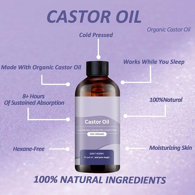 YOOJ Castor Oil for Pack Wrap, Cold Pressed Castor Oil, 100% Pure Hexane-Free Castor Oil for Castor Oil Pack, Hair Growth, Skin Moisturizing, Body Wellness Care, 8+ Hours Sustained Absorption - Image 3