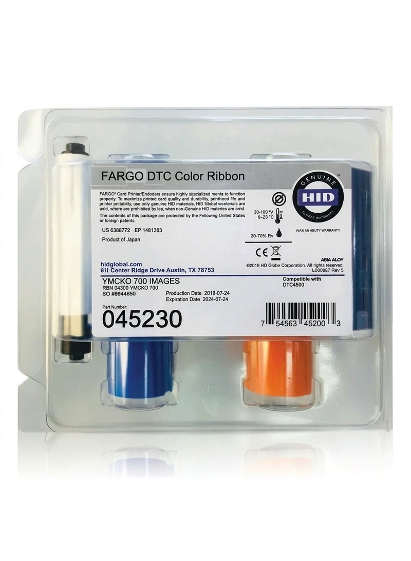فارجو HID FARGO 045230 / 45230 YMCKO Colour Ribbon | 700 Images - for FARGO DTC4500e ID Card Printer - Image 1