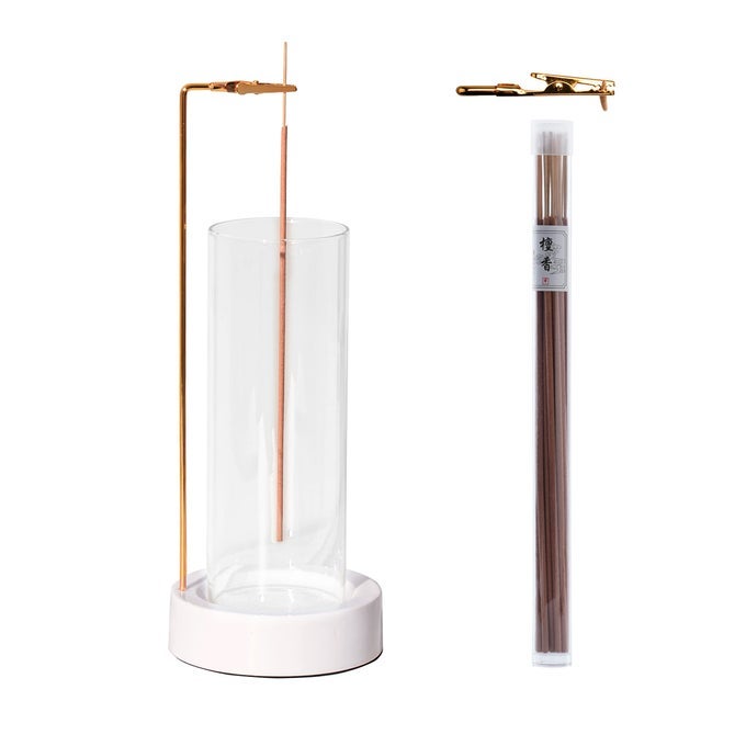 INCENSE HOLDER CERAMIC INCENSE HOLDER FOR STICKS WITH GLASS ASH CATCHERINCENSE BURNER FOR MEDITATION YOGA SPA ROOM DECOR