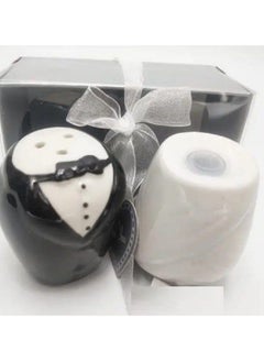 Generic Bride and Groom Porcelain Salt and Pepper Shaker Set (Salt and Pepper Shaker) Packet of 2 Pieces  - Image 2