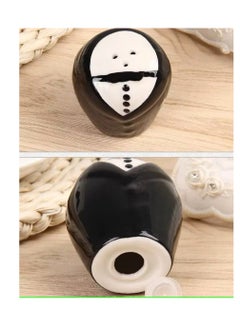 Generic Bride and Groom Porcelain Salt and Pepper Shaker Set (Salt and Pepper Shaker) Packet of 2 Pieces  - Image 3