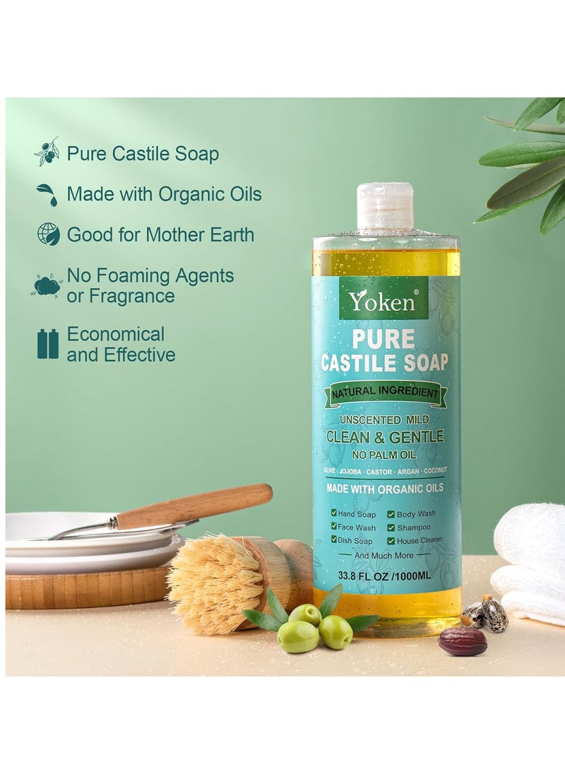 Yoken EWG Verified Castile Soap Liquid Unscented 33.8 fl oz Pure Castile Liquid Soap Made With Organic Oil, Clean & Gentle, Natural Castor Oil Soap for Body Wash, Hand, Dishes, Laundry, No Fragrance - pzsku/ZCA9DAA01FF4C547D9D87Z/45/1741158526/d35159e1-e76e-450b-b23c-6fe2c2046471