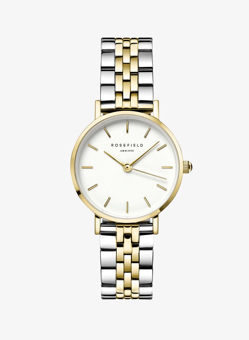 Rosefield The Small Edit White Steel Silver Gold Duo Women Watch - 26SGD-269 - Image 1