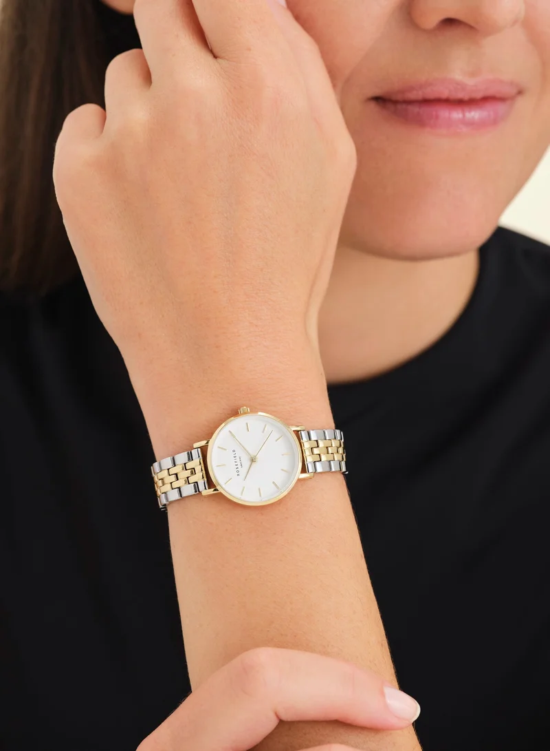 Rosefield  Women's Small Edit Round Analogue Watch, White Dial, Two-Tone Steel Bracelet for Women | Best Price UAE