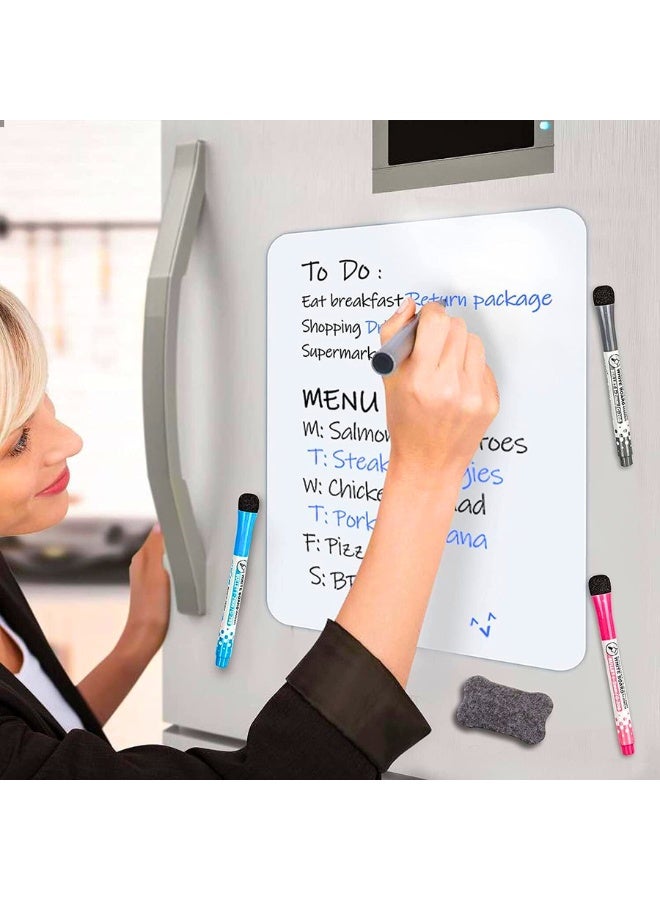 Magnetic Dry Erase Whiteboard Sheet for Fridge 17x12in, Whiteboard, 3 Pens and Eraser - Refrigerator White Board Planner & Organizer - Image 2