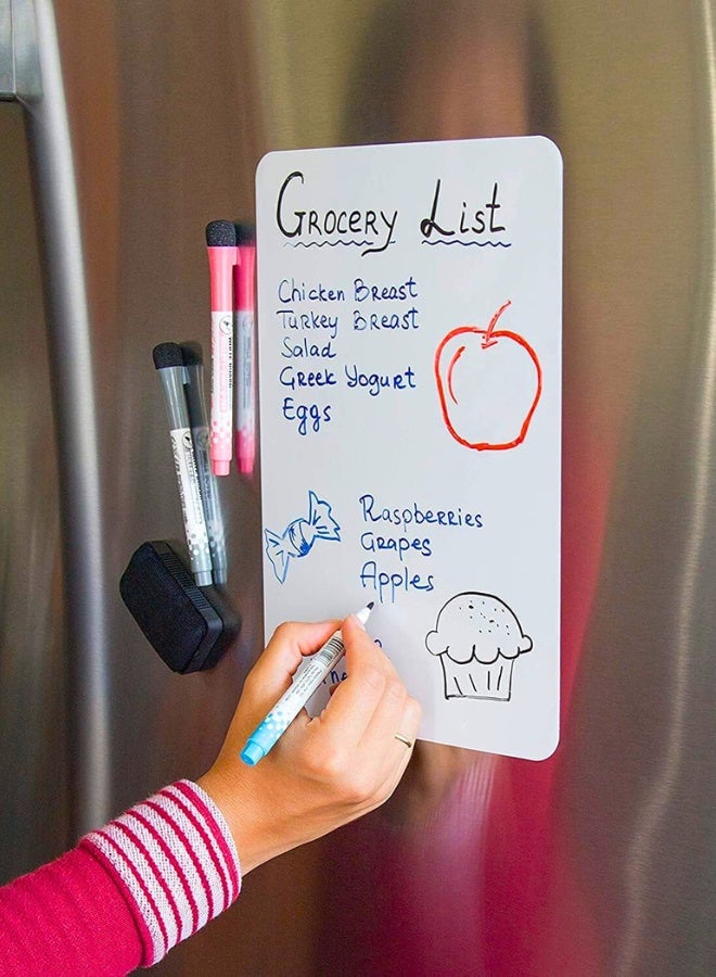 Magnetic Dry Erase Whiteboard Sheet for Fridge 17x12in, Whiteboard, 3 Pens and Eraser - Refrigerator White Board Planner & Organizer - Image 3