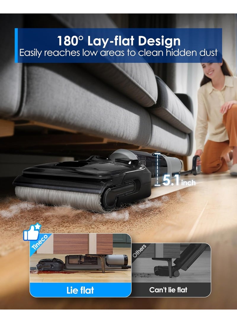 Tineco Floor ONE i5 Stretch Wet Dry Vacuum Cleaner, Vacuum & Mop in One Step, 20kpa Powerful Suction, 180° Lay-Flat Design, Anti-Tangle Design, Dual-Sided Edge Cleaning, Up to 30* Minutes Runtime 0.72 L 230 W FW441700AE Dark Grey - Image 5
