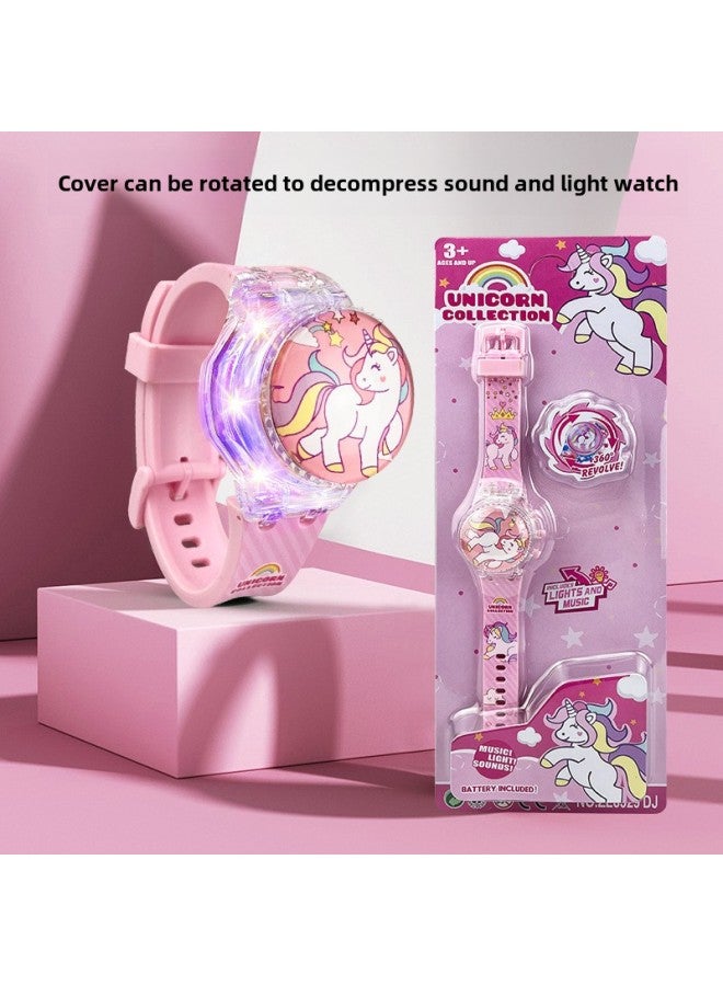 Rotating Flip Light Music Watch Cover Can Be Rotated And Decompressed With Exquisite Cartoon Pattern Digital-Color:8529  Masked Man - Image 2