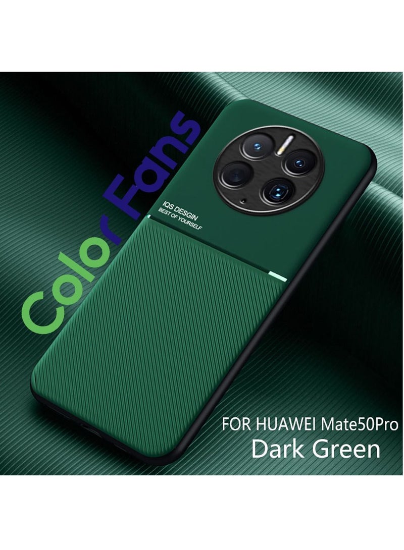 حافظة هاتف محمول لهاتف Huawei Mate 50 Pro مقاس 6.74 بوصة غطاء مغناطيسي باللون الأخضر الداكن