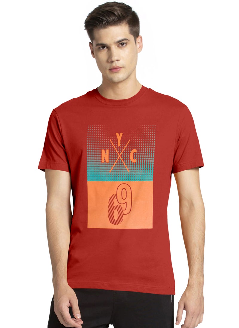 LAUREN Smith تي شيرت رجالي 100% قطن بيولوجي بغسل بيولوجي بياقة دائرية مع طباعة على الصدر - Image 1