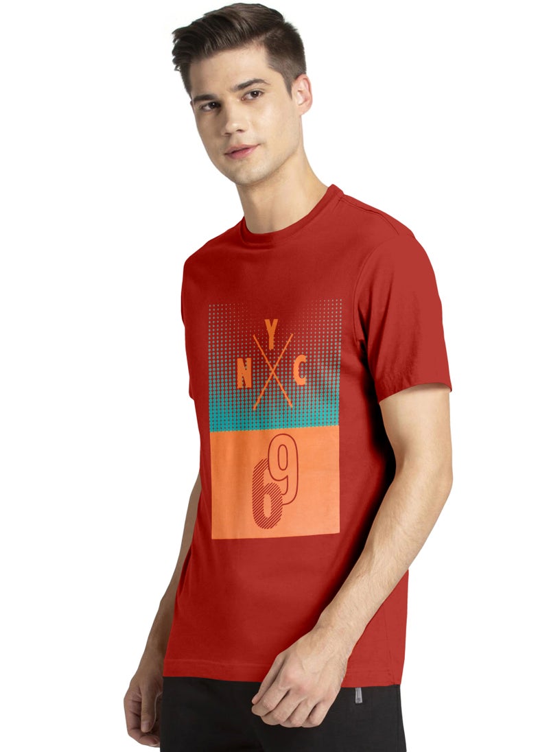 LAUREN Smith تي شيرت رجالي 100% قطن بيولوجي بغسل بيولوجي بياقة دائرية مع طباعة على الصدر - Image 2