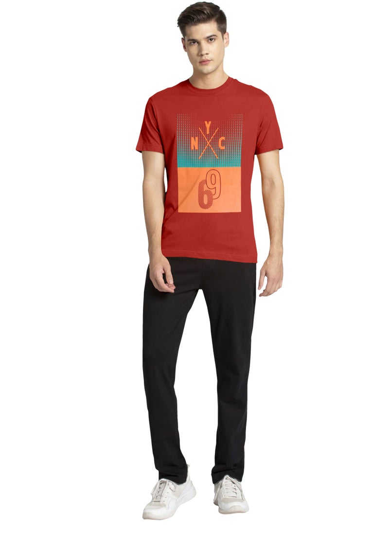 LAUREN Smith تي شيرت رجالي 100% قطن بيولوجي بغسل بيولوجي بياقة دائرية مع طباعة على الصدر - Image 3