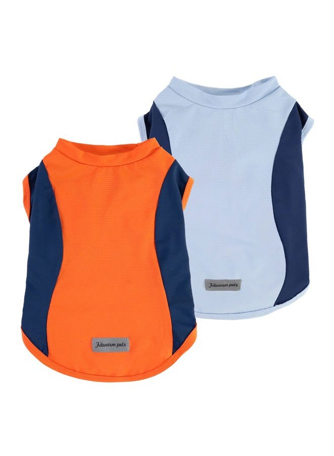 Fitwarm 2 Pack UPF 50+ UV Sun Protection Dog Shirt, Quick Dry Summer Dog Clothes for Small Dogs Boy Girl, Reflective Label, Lightweight Breathable Cooling Vest, Pet Cat Outfit, Orange, Blue, XS - Image 1