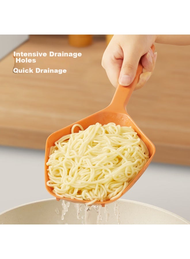 COOKER KING Chuidahuang Long-handled Large Strainer For Noodles And Dumplings, Household Nylon High-temperature Resistant Skimmer, Drainer, Persimmon Orange  - Image 3